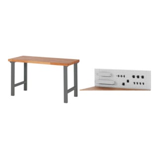 Set STIER Werktisch Premium BxTxH 1500x700x840 mm + Lochplatte BxTxH...