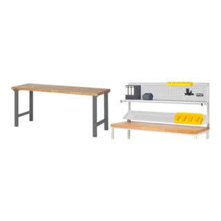 Set STIER Werktisch Premium BxTxH 2000x700x840 mm + Werkbankaufbau BxH...