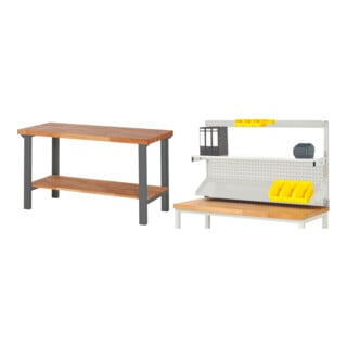 Set STIER Werktisch Premium mit Ablageboden BxTxH 1500x700x840 mm +...