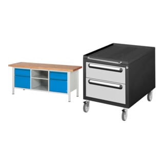 Set STIER Höhenverstellbare Werkbank Premium mit 2 Schubladen und 2...