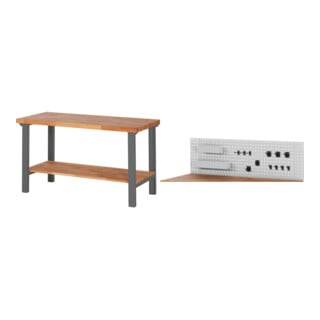 Set STIER Werktisch Premium mit Ablageboden BxTxH 1500x700x840 mm +...