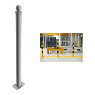 Set Schake Standrohr Ø 60mm 1,00m + Alukugelkopf, weiß, beschichtet + Schake GmbH BefestigungsschraubensatzTyp 1