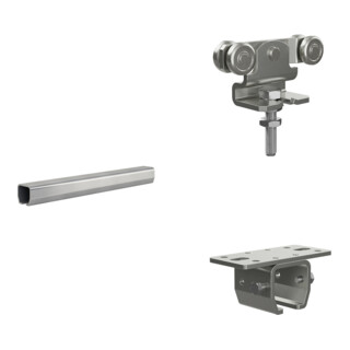 Set MEA Laufrohr Nr. 2 / 2 m / verzinkt + MEA Deckenbefestigung Nr.2 + MEA Doppelrolle Nr.2