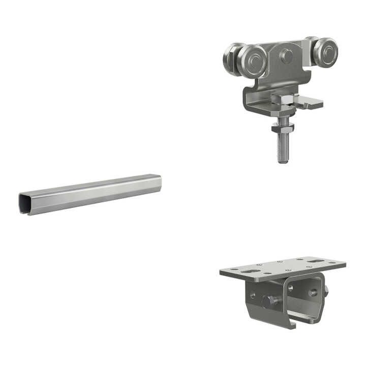 Set MEA Laufrohr Nr. 2 / 2 m / verzinkt + MEA Deckenbefestigung Nr.2 + MEA Doppelrolle Nr.2