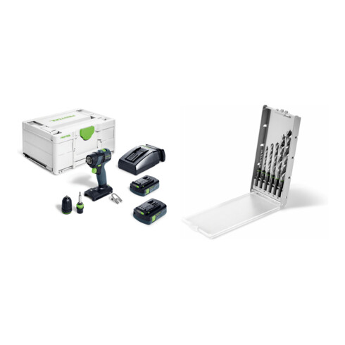 Set Festool Akku-Bohrschrauber TXS 18 C 3,0-Plus + Bohrerkassette BKS SYS3 D3-10 CE/W