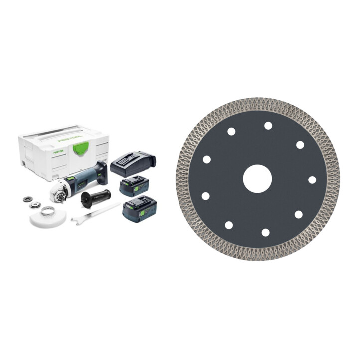 Set Festool Akku-Winkelschleifer AGC 18-125 5,0 EBI-Plus + Diamantscheibe TL-D125 PREMIUM