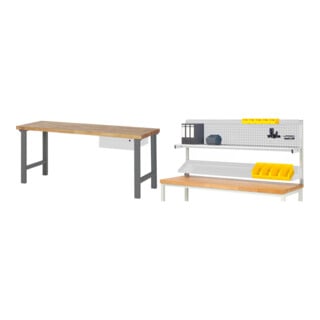 Set STIER Werkbank Premium mit 1 Schublade BxTxH 2000x700x840mm +...