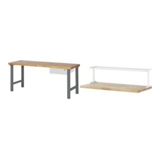 Set STIER Werkbank Premium mit 1 Schublade BxTxH 2000x700x840mm + Ablage zur...