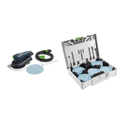 Set Festool Exzenterschleifer ETS EC 150/5 EQ + Schleifmittel-Systainer³ SYS-STF D125 GR-Set Granat
