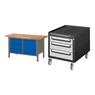 Set STIER Höhenverstellbare Werkbank Premium mit 3 Schubladen und 1...
