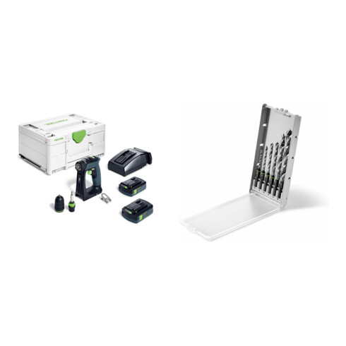 Set Festool Akku-Bohrschrauber CXS 18 C 3,0-Plus + Bohrerkassette BKS SYS3 D3-10 CE/W