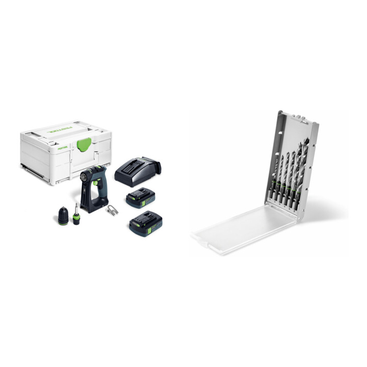 Set Festool Akku-Bohrschrauber CXS 18 C 3,0-Plus + Bohrerkassette BKS SYS3 D3-10 CE/W