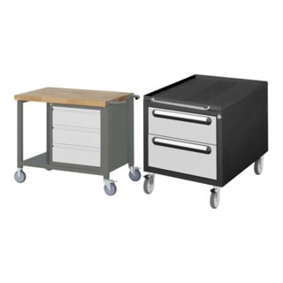 Set STIER Fahrbare Werkbank Premium mit 3 Schubladen BxTxH 1000x700x880mm +...