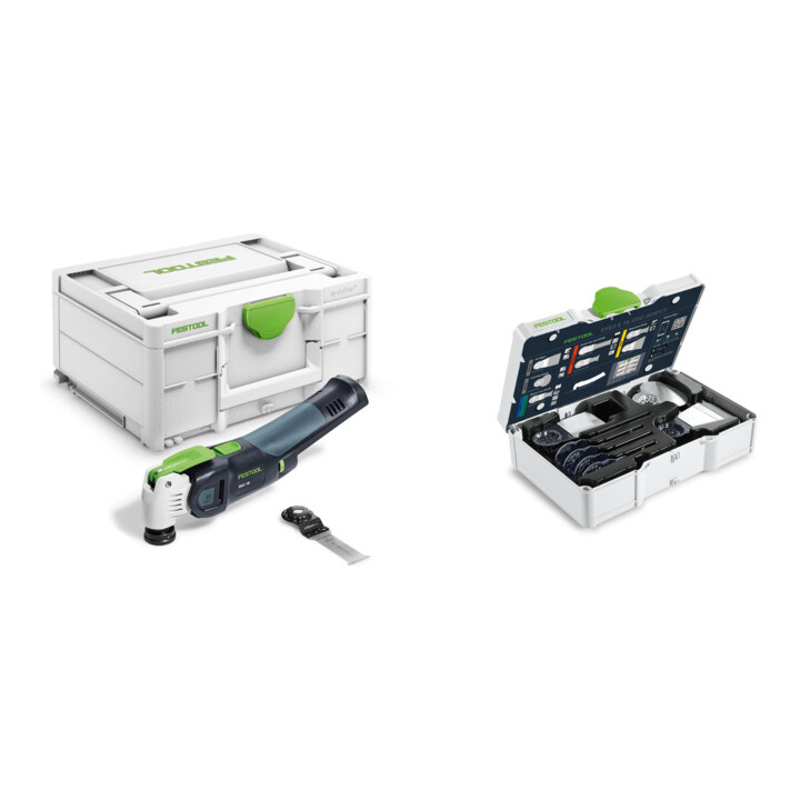 Set Festool Akku-Oszillierer OSC 18 E-Basic VECTURO + Sägeblatt-Set Oszillieren SYS3 S 76-OSC-SORT/7