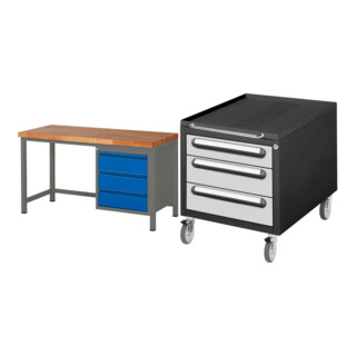 Set STIER Höhenverstellbare Werkbank Premium mit 3 Schubladen BxTxH...