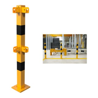 Set Schake Standpfosten zum Aufdübeln Stahlrohr 70 x 70 mm + Bodenplatte 100 x 150 mm + BefestigungsschraubensatzTyp 1