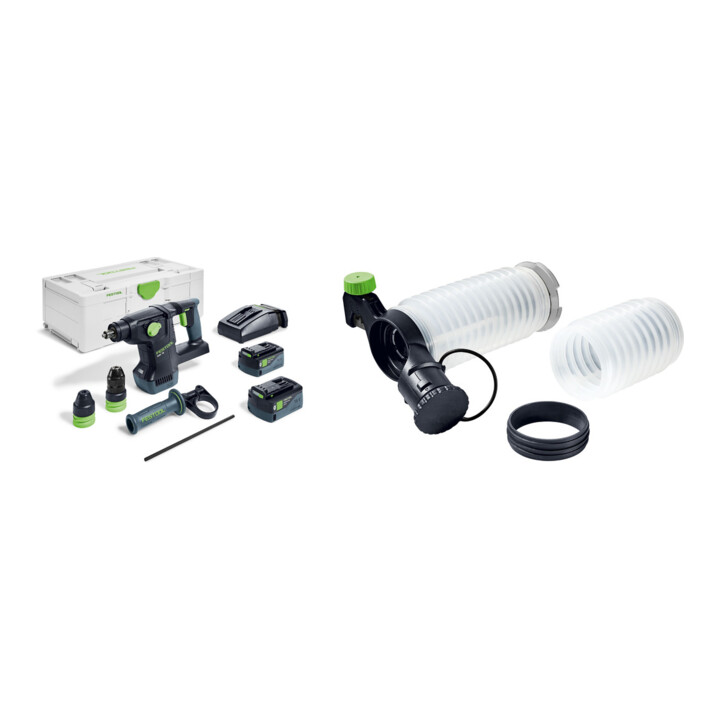 Set Festool Akku-Kombihammer KHC 18 5,0 EBI-Plus + Festool Absaugvorrichtung AV-BHC/KHC