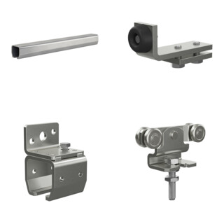 Set MEA Laufrohr Nr. 2 / 2 m / verzinkt + MEA Wandbefestigung Nr.2 + MEA Rohrpuffer Nr.2 + MEA Doppelrolle Nr.2