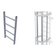 Set ZARGES Leiterteil Stahl verzinkt 2.80 m + ZARGES Rückenschutzstrebe 1.400 mm Stahl verzinkt