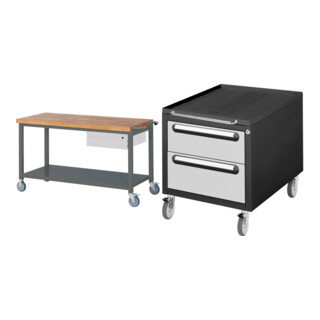 Set STIER Fahrbare Werkbank Premium mit 1 Schublade und Ablageboden BxTxH...