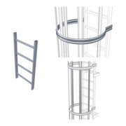 Set ZARGES Leiterteil Stahl verzinkt 2.80 m + ZARGES Rückenschutzbügel D = 700 mm Stahl verzinkt + ZARGES Rückenschutzstrebe 1.400 mm Stahl verzinkt