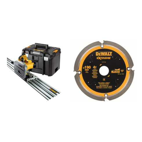 Set DeWalt Tauchkreissaegenset 55 mm, T-STAK-Box VI DWS520KTR-QS + Kreissaegeblatt PCD 165/20mm 4Z - DT1471-QZ