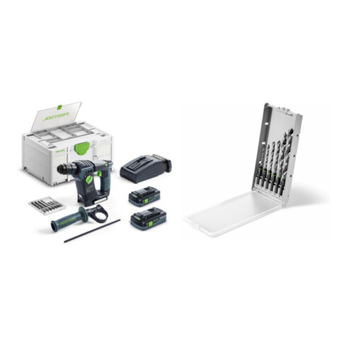 Set Festool Akku-Bohrhammer BHC 18 HPC 4,0 I-Plus + Bohrerkassette BKS SYS3 D3-10 CE/W