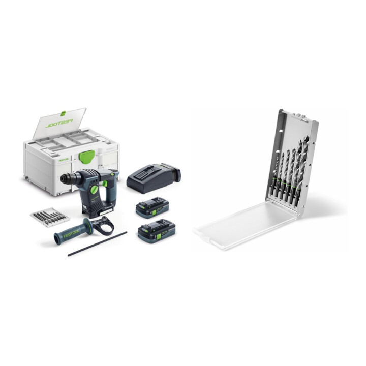 Set Festool Akku-Bohrhammer BHC 18 HPC 4,0 I-Plus + Bohrerkassette BKS SYS3 D3-10 CE/W