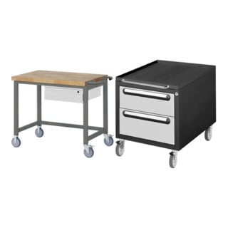 Set STIER Fahrbare Werkbank Premium mit 1 Schublade BxTxH 1000x700x880mm +...
