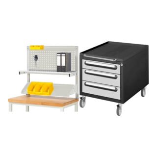 Set STIER Werkbankaufbau BxH 1000x900mm + Rollcontainer Premium mit 3...