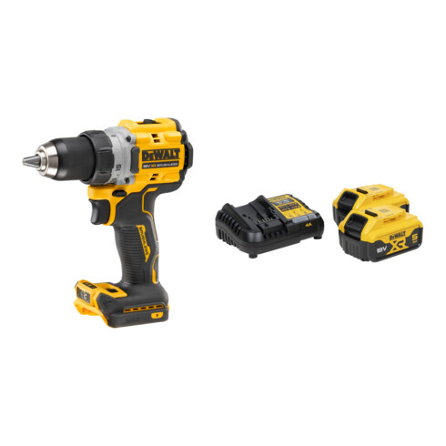 Set DeWalt 18V XR Akku-Bohrschrauber (bürstenlos) - Basisversion DCD800NT-XJ + Akku-Kit (2x 18V/5Ah plus DCB1104)