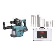 Set Makita Akku-Kombihammer SDS-PLUS 18V/5,0Ah mit Staubabsaugung + Stier SDS-Plus Bohrer & Meißelsatz, 17-teilig