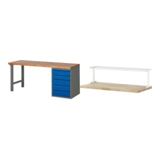 Set STIER Werkbank Premium mit 5 Schubladen BxTxH 2000x700x840mm...