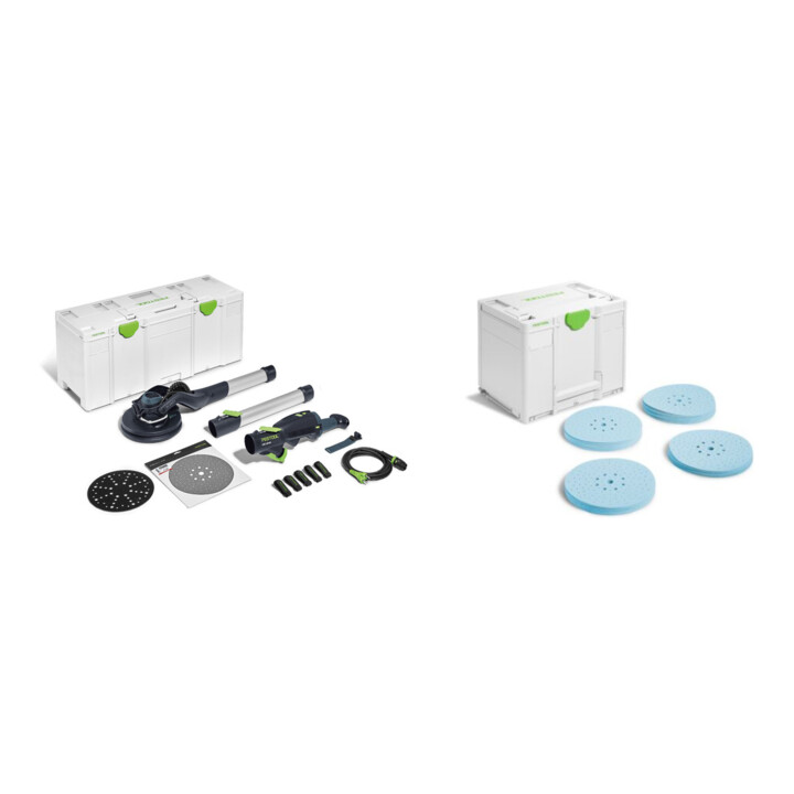 Set Festool Langhalsschleifer LHS 2 225 EQI-Plus PLANEX + Festool Schleifmittel-Systainer³ Granat SYS-STF D225 GR-Set