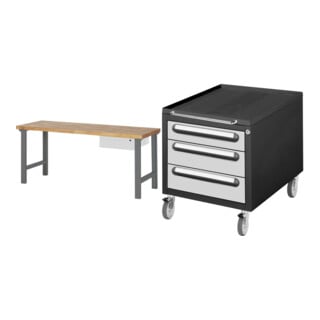 Set STIER Werkbank Premium mit 1 Schublade BxTxH 2000x700x840mm +...