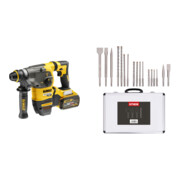 Set DeWalt Flexvolt Akku-Kombihammer SDS-plus, 54V DCH333X2-QW + Stier SDS-Plus Bohrer & Meißelsatz, 17-teilig
