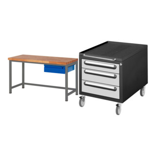 Set STIER Höhenverstellbare Werkbank Premium mit 1 Schublade BxTxH...