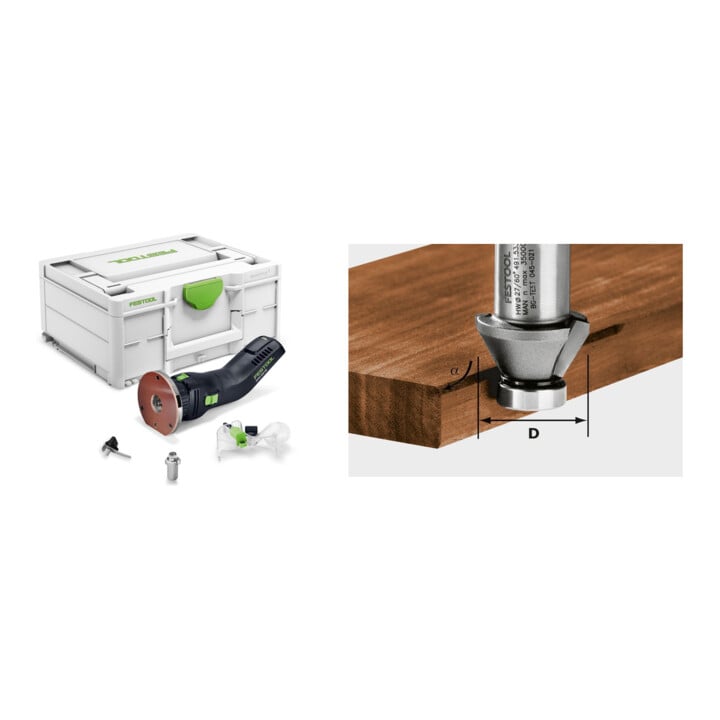 Set Akku-Kantenfräse OFKC 500 R3 EB-Basic + Fasefräser HW HW 45°-OFK 500