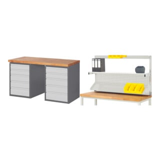 Set STIER Werkbank Premium mit 10 Schubladen BxTxH 1500x700x840mm +...