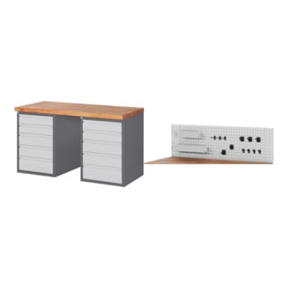 Set STIER Werkbank Premium mit 10 Schubladen BxTxH 1500x700x840mm +...