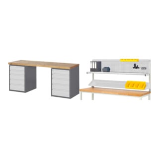 Set STIER Werkbank Premium mit 10 Schubladen BxTxH 2000x700x840mm +...