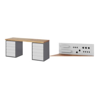 Set STIER Werkbank Premium mit 10 Schubladen BxTxH 2000x700x840mm +...
