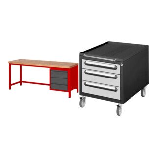 Set STIER Höhenverstellbare Werkbank Premium mit 3 Schubladen BxTxH...