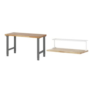Set STIER Höhenverstellbarer Werktisch Premium BxTxH 1500x700x790-1140mm +...