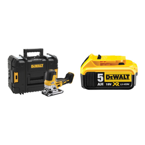 Set DEWALT Akku-Stichsäge 18 V DCS335NT-XJ + Ersatz-Akku 5 Ah DCB184-XJ