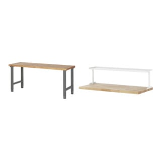 Set STIER Höhenverstellbarer Werktisch Premium BxTxH 2000x700x790-1140mm +...