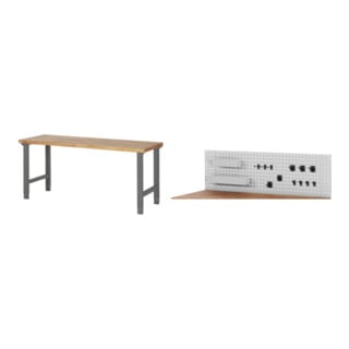 Set STIER Höhenverstellbarer Werktisch Premium BxTxH 2000x700x790-1140mm +...