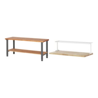 Set STIER Höhenverstellbarer Werktisch Premium mit Ablageboden BxTxH...