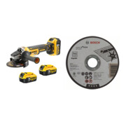 Set DEWALT Akku-Winkelschleifer DCG405P3-QW 125 mm 18 V + Bosch PRO INOX+Metal TS,125x1x22.23mm,ger.,oSa