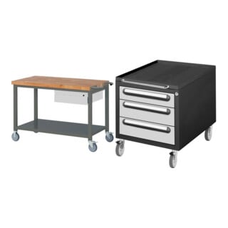 Set STIER Fahrbare Werkbank Premium mit 1 Schublade und Ablageboden BxTxH...